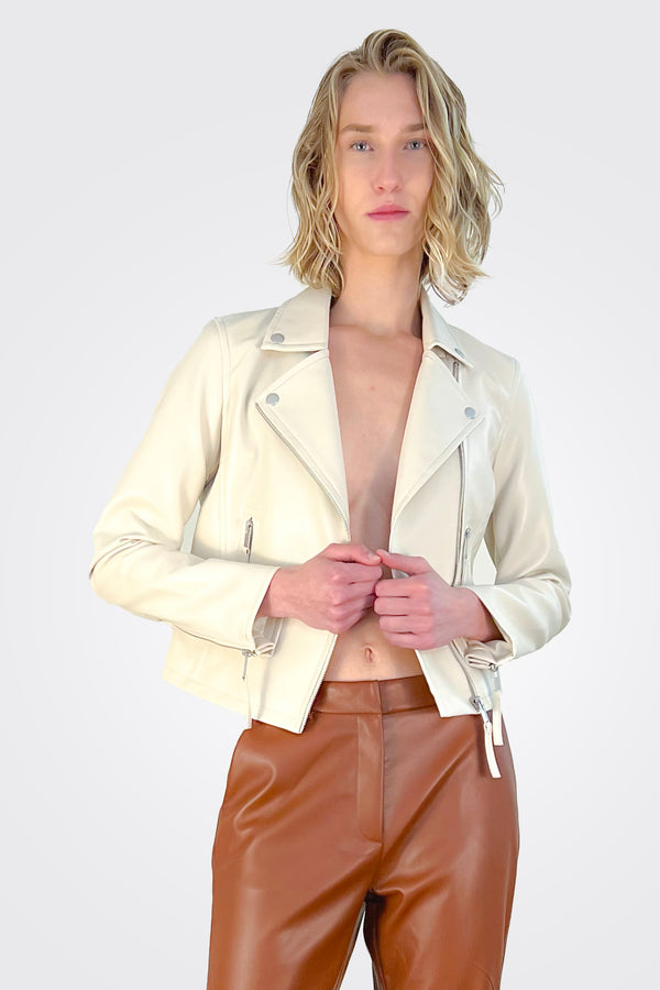 Seera Stars Leather Jacket - Off White– 25 South Boutiques